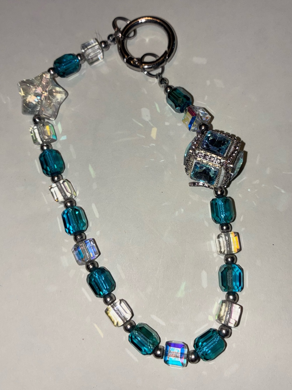 Beaded Charm Bracelet Keychain